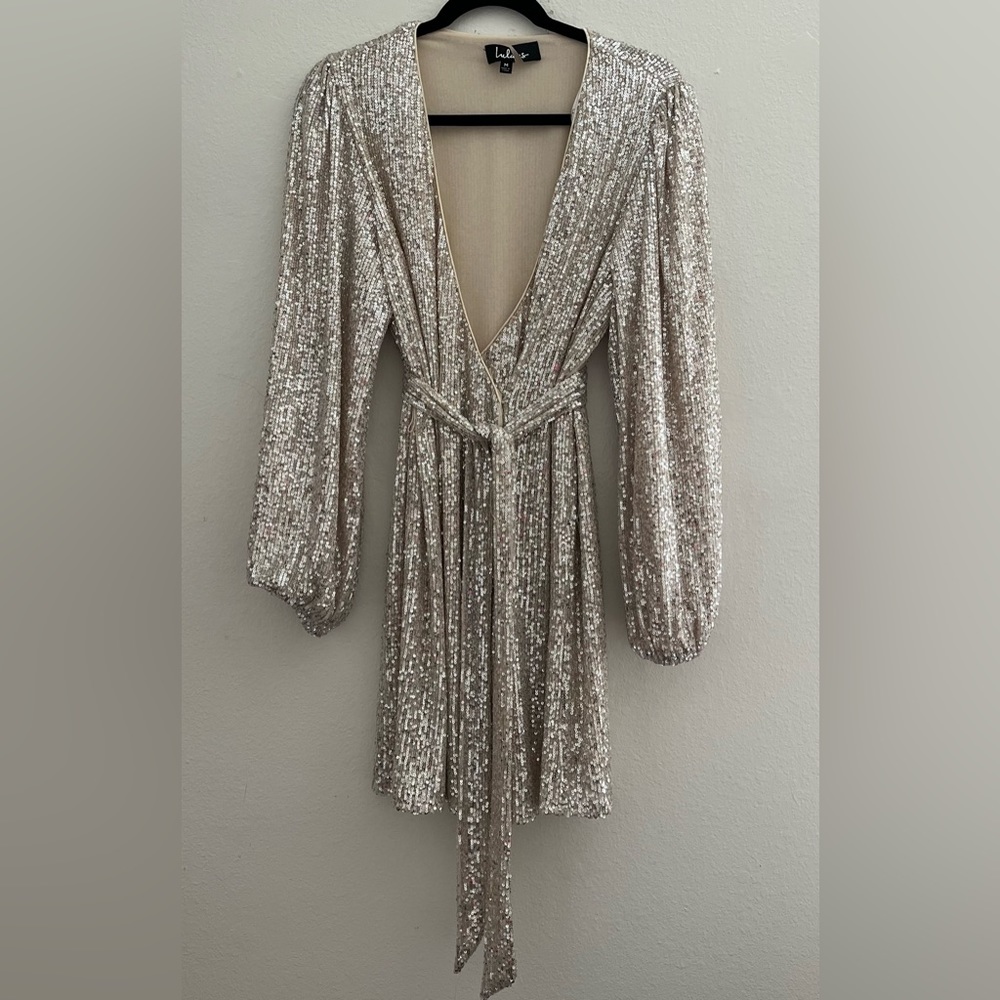 LULUs Bell sleeve sequin mini dress